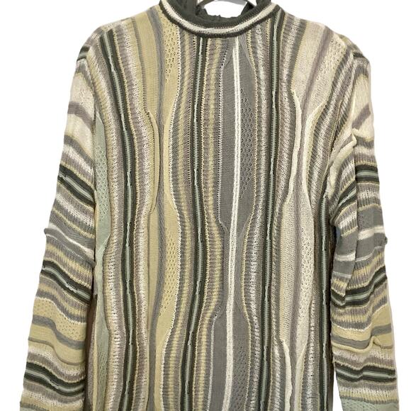 Vntg NWT Bergati 3D Gray Yellow Textured Hoodie Hip Hop Cosby Sweater… - Picture 2 of 9